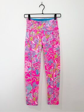 Lilly Pulitzer Weekender Leggings High Rise Midi Sea Shells Pink Sz XS